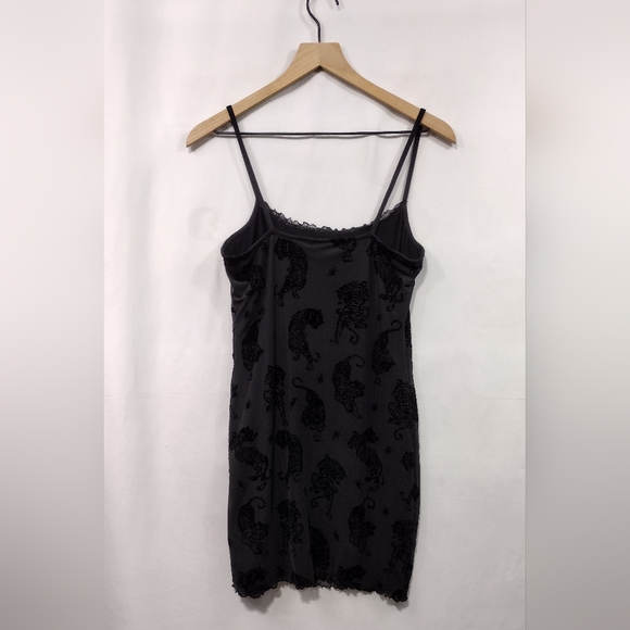 Divided H&M Velvet Tiger Print Bodycon Mini Dress Women's M Black Romantic - Picture 5 of 8